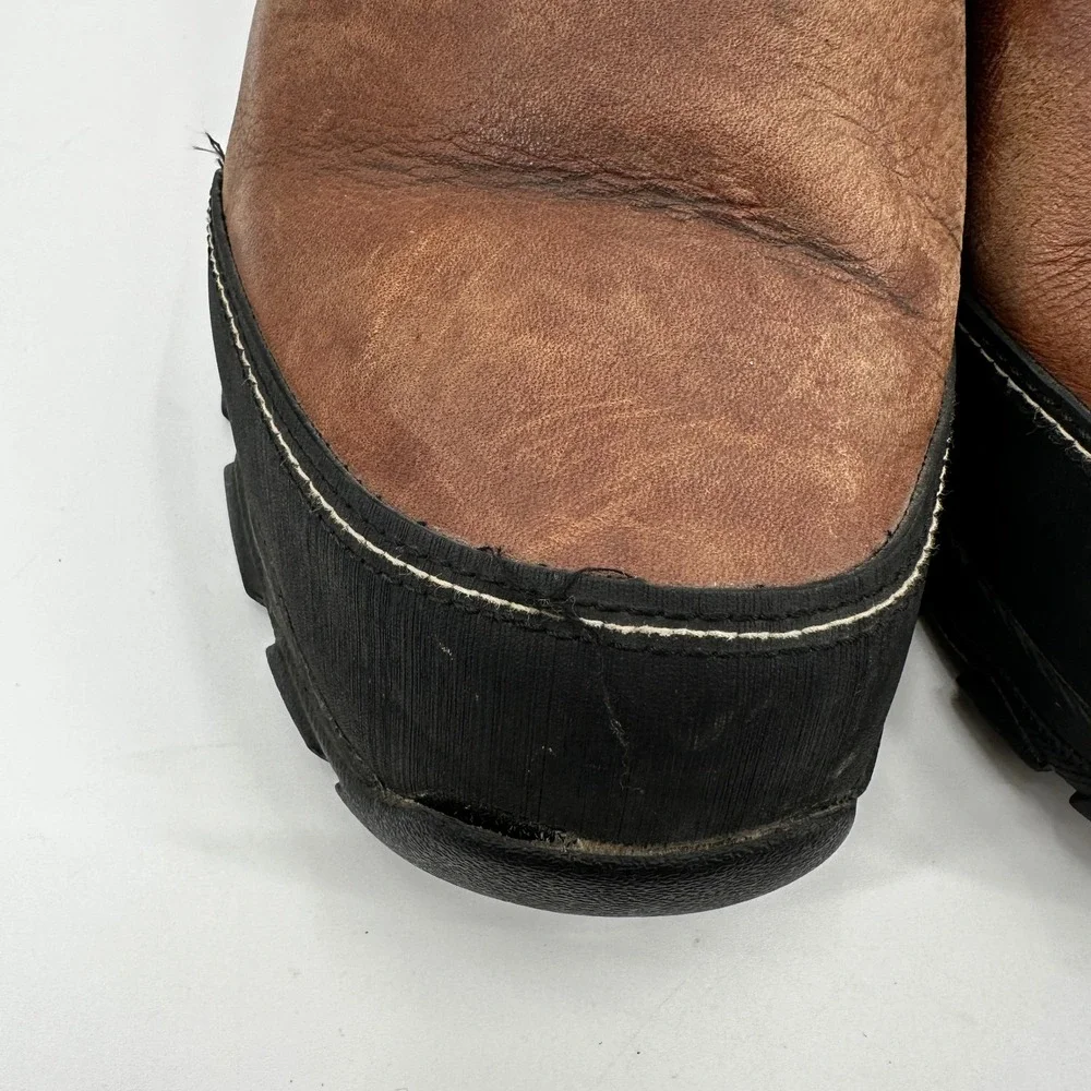 Iron Age‎ Mens Brown Leather Slip On Work Boots Metatarsal Guard Workwear Safety